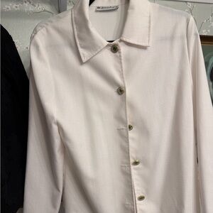 Dressbarn Ivory Blouse with Green Accents